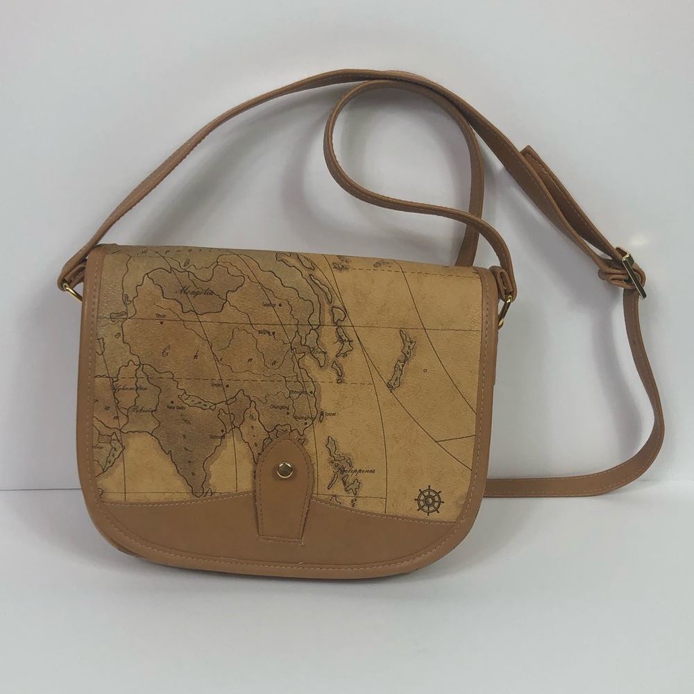 Vintage Map Crossbody Purse